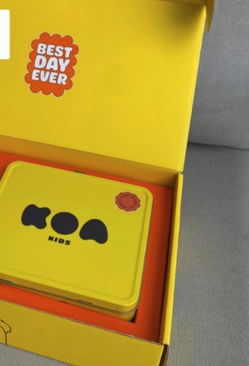 Open Tummy Time packaging showing the KOA Kids tin